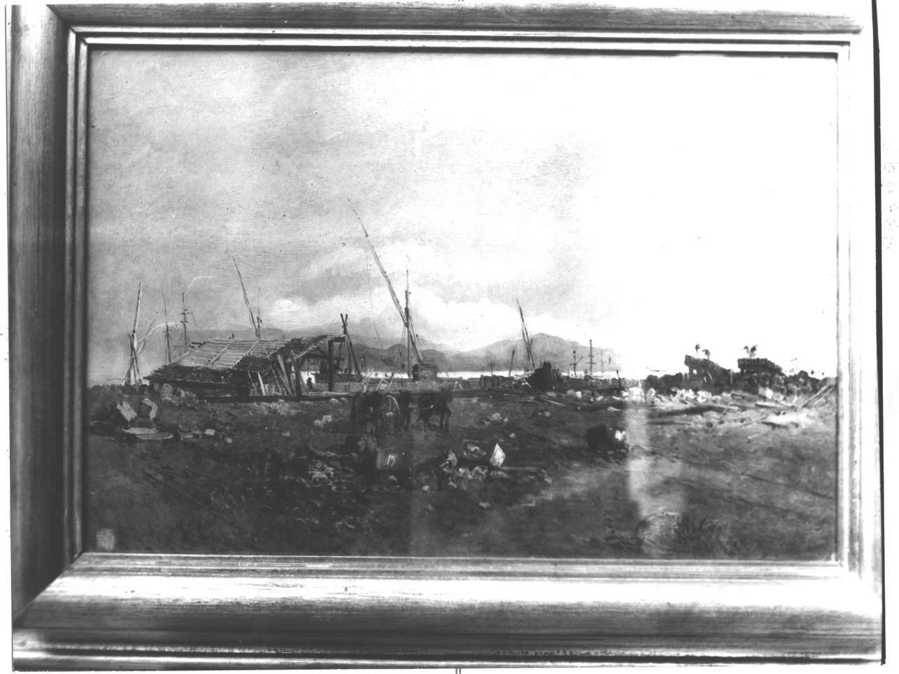 Paesaggio marino con nave allo scalo - Palazzo Comunale, La Spezia